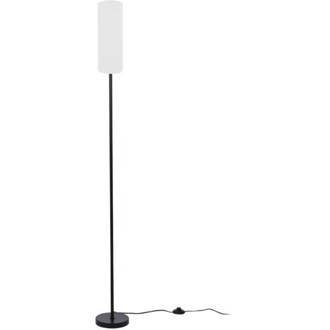 SJLERST Petit lampadaire cylindrique, interrupteur à pied, ampoule E27 à trois températures de couleur, abat-jour blanc