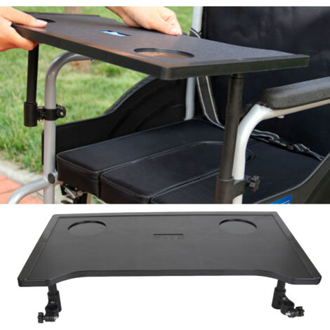 Sjlerst – Plateau pour fauteuil roulant – Surface antidérapante – 2 porte-gobelets – Matériau ABS – Confort optimal pour manger et lire