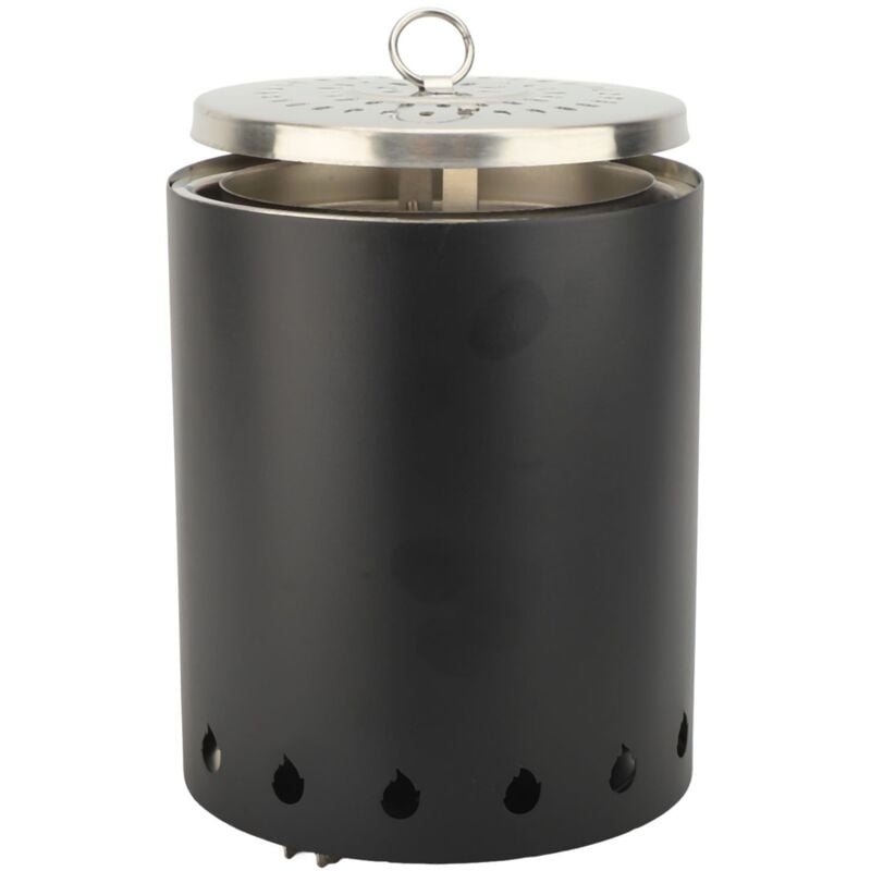 Sjlerst - Poêle à bois coupe-vent pour extérieur, Acier Inoxydable pour extérieur et terrasse (noir)