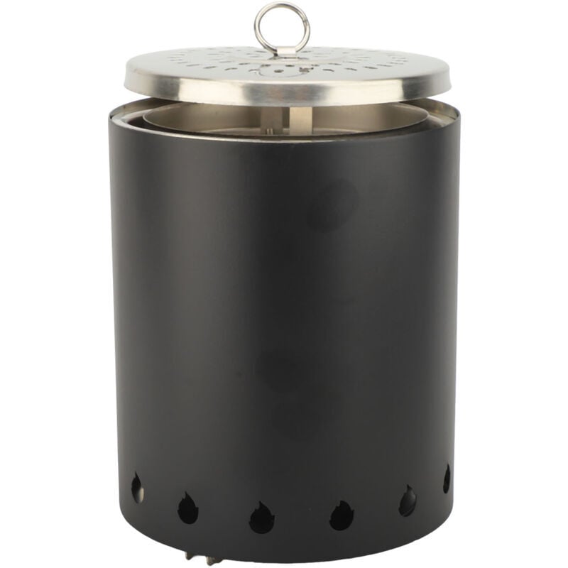 SNQ - Poêle à bois coupe-vent pour extérieur, Acier Inoxydable pour extérieur et terrasse (noir)