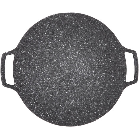 SJLERST Poêle à Griller Coréenne pour Barbecue, Plaque Chauffante Antiadhésive sans Fumée pour Barbecue, Plaque Chauffante en Alliage D'aluminium pour Barbecue Coréen, Poêle à Frire(Type de gaz 33cm)