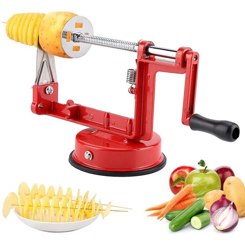 Pomme de Terre Twister en Acier Inoxydable, Manuel Spirale Cutter Légumes Pépites De Fruits Cuisine Outil de Cuisine avec Pied Stable en Caoutchouc