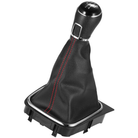 SJLERST Pommeau levier pour vitesse, voiture 5 vitesses pour VW pour Golf 5 6 soufflet en cuir couvre-bottes levier bâton accessoires Poignée de levier