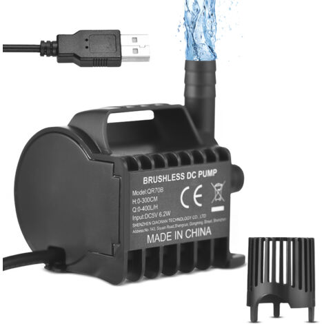 SJLERST Pompe électrique submersible, 400 litres/heure, hauteur de refoulement maximale de 9,8 pieds, adaptée aux bassins, étangs et aquariums