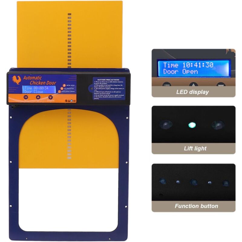 Porte Automatique de Poulailler, Porte Automatique de Poulailler, Minuterie à énergie Solaire, étanche IP45, Portes Automatiques de Poulailler en