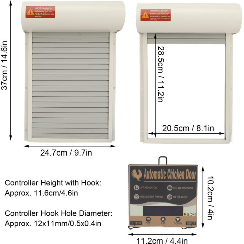 Porte Automatique de Poulailler, Minuterie, Capteur de Lumière Programmable, alimenté par Batterie, Ouvre-Porte Automatique de Poulailler pour Poulet