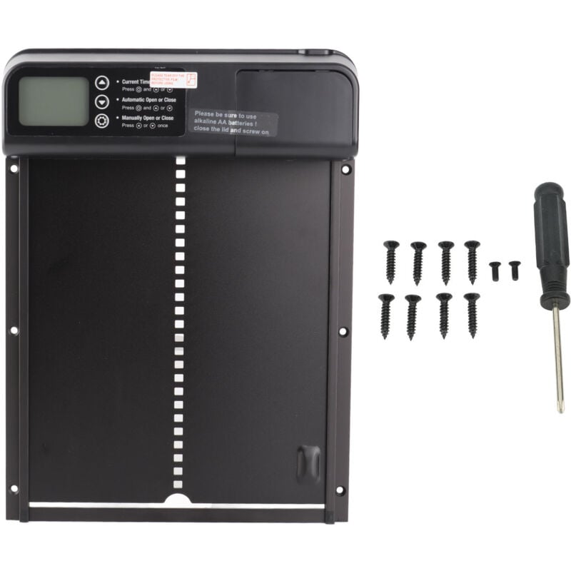 Sjlerst - Porte Automatique pour Poulailler, Alliage d'aluminium Affichage led avec Minuterie pour Volaille Fermier 12,6 x 9,6 Pouces