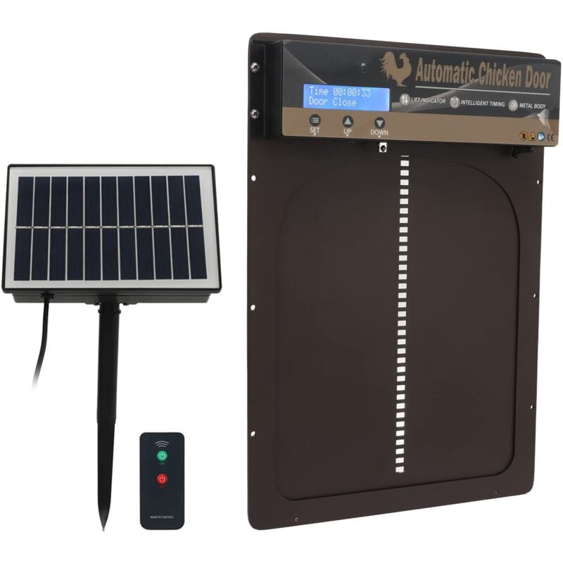 Sjlerst - Porte Automatique pour Poulailler avec Minuterie, Dtection de la Lumire Tlcommande Solaire 3 en 1 Ouvre-Porte Automatique Sensible la