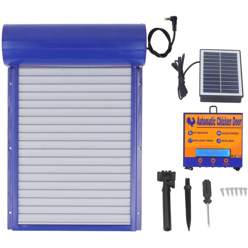 SJLERST Porte de Poulailler Automatique Ouvre-Porte de Poulet nergie Solaire Minuterie Programmable Quotidienne Porte de Poulailler Automatique Porte