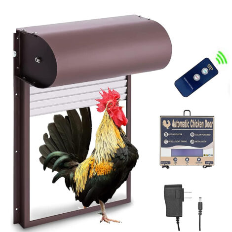 SJLERST Poulet Automatique Porte Poulailler Solaire Powerd Métal Rideau Roulant Poulailler Porte avec Minuterie pour Poulet Canard Volaille Poulet Ouvre-Porte