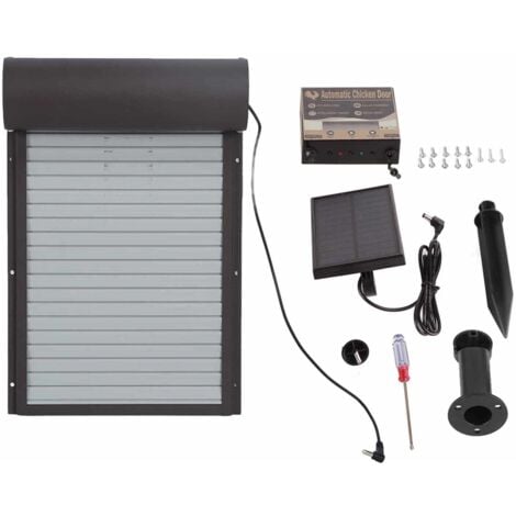 SJLERST Poulailler Automatique Solaire,Porte Automatique poulailler programmable,Powerd Métal Rideau Roulant Poulailler Porte,Multi-Modes, Commande de Minuterie