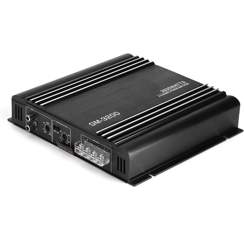 SNQ - pour amplis de voiture Amplificateur de voiture stéréo 12 v, 3800 w amplificateur de puissance Audio 2 canaux 12 v noir en alliage d'aluminium