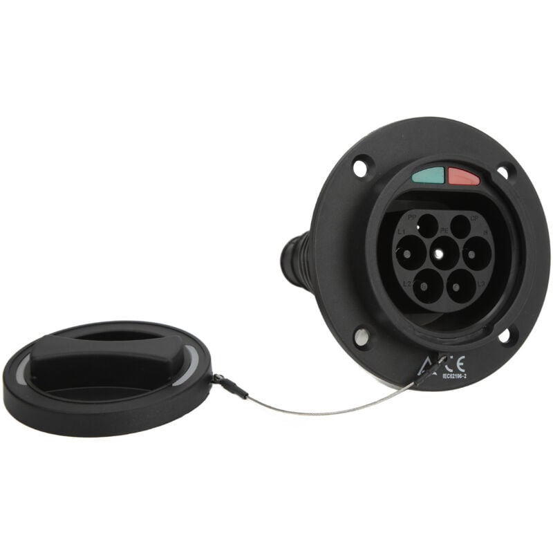 SJLERST Prise de Charge EV, Adaptateur de Charge EV de Type 2 250V 16/32A AC IP54 Prise de Charge EV étanche Universelle pour Type 2 IEC 62196