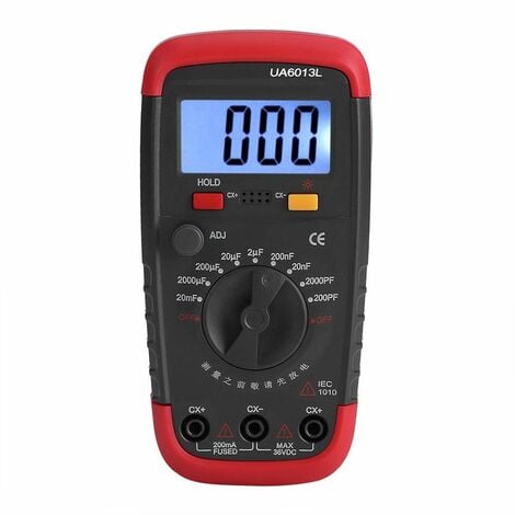 SJLERST Professionnel Capacimetre, Testeur de numérique condensateur 0,1 pF - 20000uF avec capacimètre avec rétroéclairage LCD et veste de protection Max 1999