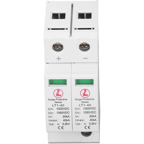 Sjlerst – Protecteur de surtension photovoltaïque 2P DC1000V – Ignifuge IP20 – Courant de décharge 20kA – Rail de guidage 35mm pour installation facile