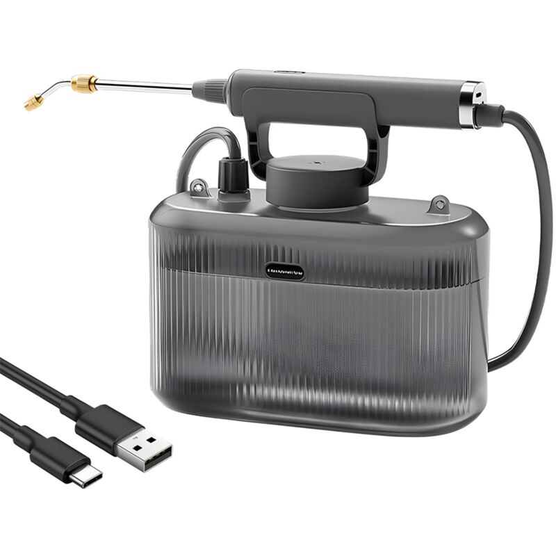 Pulvérisateur de jardin alimenté par batterie 1,32 gallon, pulvérisateur électrique de 5 litres avec poignée de chargement usb, perche télescopique,