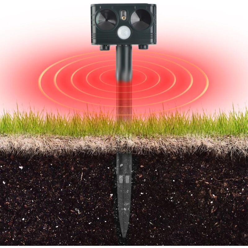 Sjlerst - Répulseur d'animaux solaire pour l'extérieur, étanche avec détecteur de mouvement, lumière clignotante led, dissuasion des animaux pour
