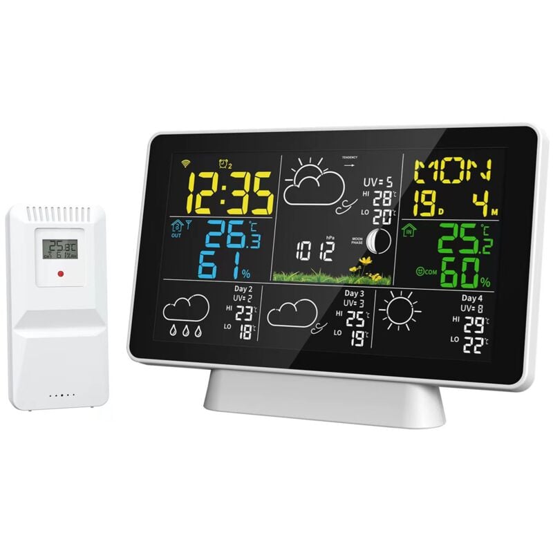 Réveil calendrier perpétuel multifonctions, écran lcd couleur sans fil tuya Smart wifi Weather Forecast Réveil météo - Sjlerst