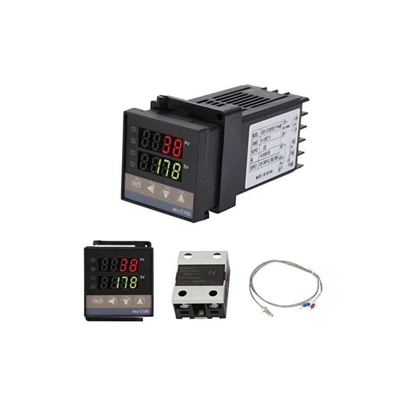 SNQ - REX-C100 pid Contrôleur de Température, Thermostat Numérique Kit AC110V-240V, 0℃1300℃, Régulateur de Température Numérique led Digital avec