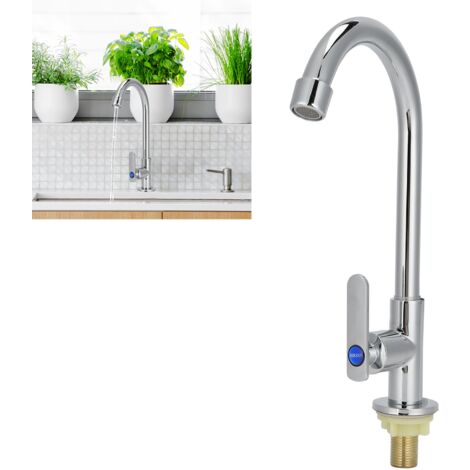 SJLERST Robinet d'eau froide de salle de bain G1/2 pour lavabo avec un seul trou pour table de toilette