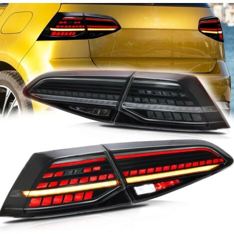 SJLERST Rücklicht für Golf 7 MK7 MK7.5 2013–2019, Rücklichtbaugruppe mit sequentiellem Blinker, ein Paar (geräuchert)