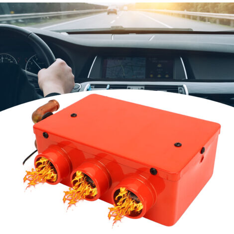 SJLERST Sbrinatore per auto 3 fori 50W Rosso Piccolo portatile Riscaldatore per parabrezza Accessorio per riscaldatore automatico 12V