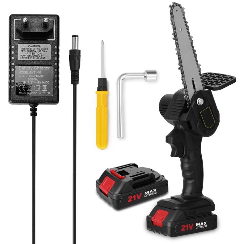 Scie à élaguer mini électrique cvt 6 pouces 21V portable, petite scie à chaîne pour fendre le bois pour le jardin, le verger et le serrage des arbres