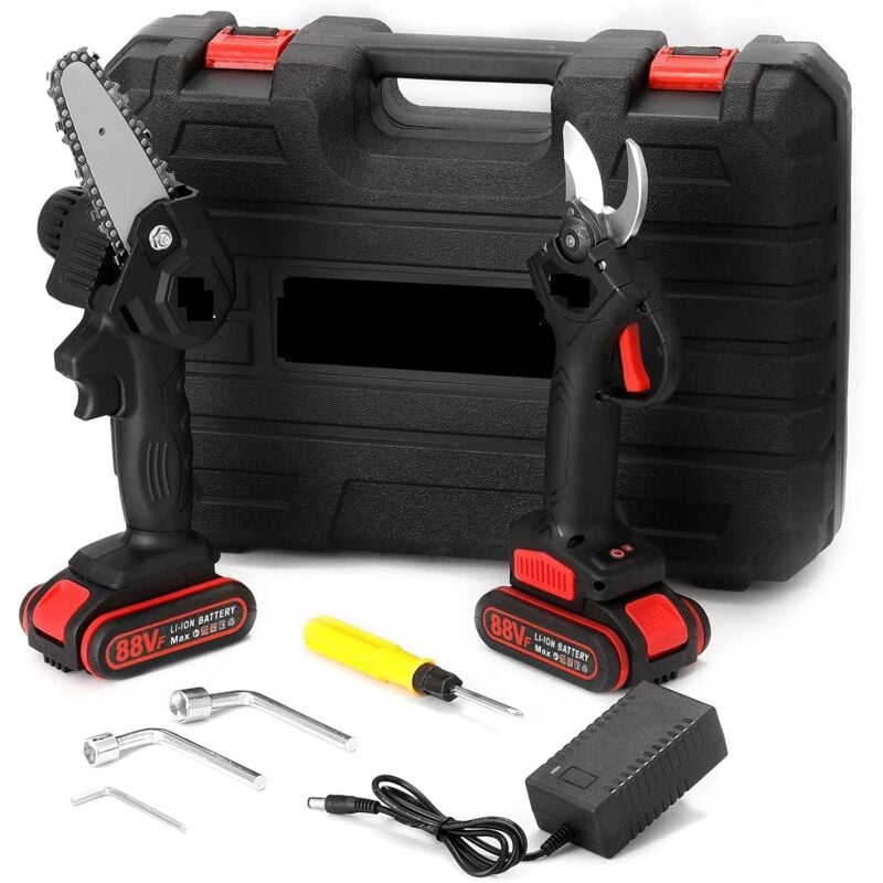 SJLERST Scie sans fil, Moteur sans fil sans balais 21 V 30 mm 88 VF for sécateur électrique, moteur à balais de 4 pouces, ensemble de tronçonneuse,