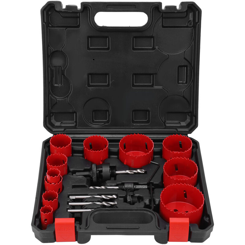 Sjlerst - Scies Cloches, Coffret de Scie Trépan 17 pcs avec boîte de rangement, Approprié au le bois, les panneaux de pvc, les cloisons sèches