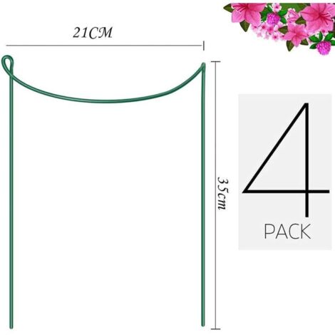 SJLERST Set mit 6 Metall-Pflanzenstützstäben, Gartenringe für Pfingstrosen, Tomaten, Rosen, einfach zu verwenden und zu verstauen (21 x 35 cm)