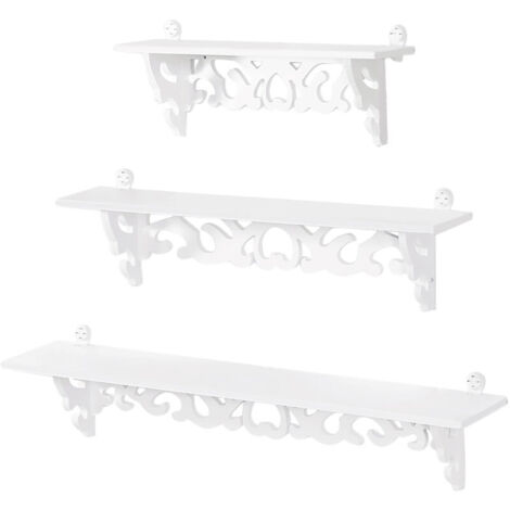 SJLERST Set of 3 Shabby Floating Wall Shelves, Wall Display Shelf, Storage Rack