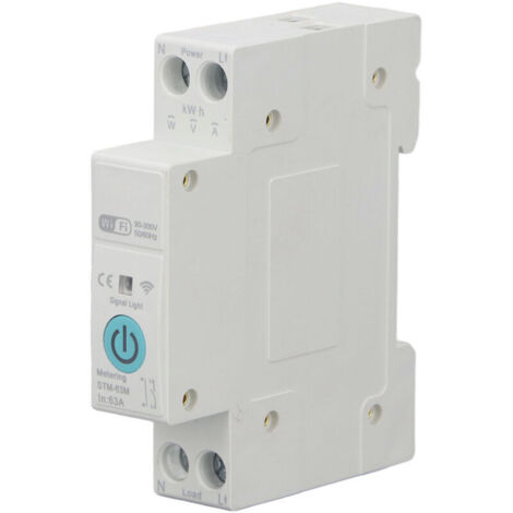 SJLERST Smart WiFi Switch 1P 63A, Manual Remote Voice Control Circuit Breaker with Power Metering for Tuya 90-300V
