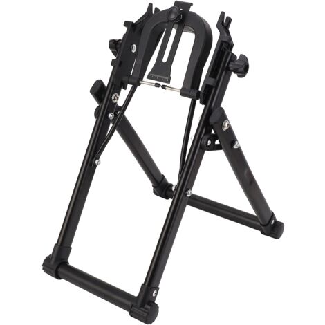 SJLERST Support de roue à vélo, Stand professionnel pliable en fer triangulaire en fer pour les roues avant / arrière du support de réparation de vélo gradué pour le vélo de montagne, le vélo de route