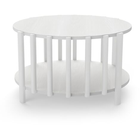 SJLERST Table basse ronde minimaliste en bois, table d'appoint multifonctionnelle pour salon, décoration intérieure blanche