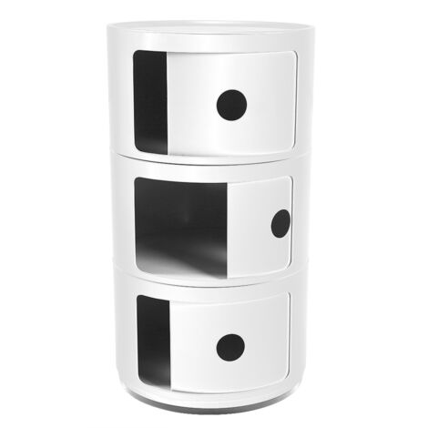 SJLERST Table de chevet moderne, meuble de chevet, Table de rangement circulaire multifonctionnelle (blanc)