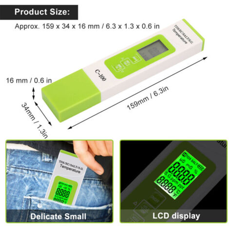 SJLERST Test di qualità dell'acqua Salinità, C-100 5 in 1 Tester di salinità TDS EC per acqua di mare Tester multifunzionale di qualità dell'acqua con retroilluminazione