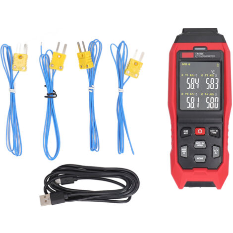SJLERST Thermomètre à Thermocouple de Type K, Thermomètre à Température de à 4 Canaux Sonde à Thermocouple Thermomètre Enregistreur de Données