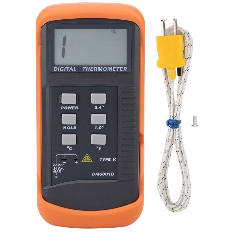 SNQ - Thermomètre à Thermocouple, Thermomètre Numérique à Canal Unique DM6801B avec Capteur de Thermocouple de Type k Testeur de Thermocouple à