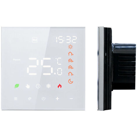 SJLERST Thermostat intelligent 16A, thermostat programmable numérique à écran tactile LCD pour chauffage par le sol, thermostat mural