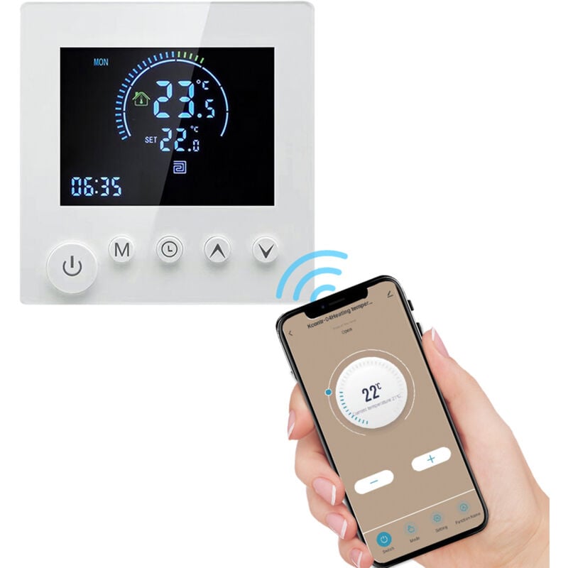 Thermostat Intelligent, écran lcd Programmable, Bouton Tactile, Contrôleur de Température Numérique pour la Salle à Domicile, avec 5 + 2 Paramètres