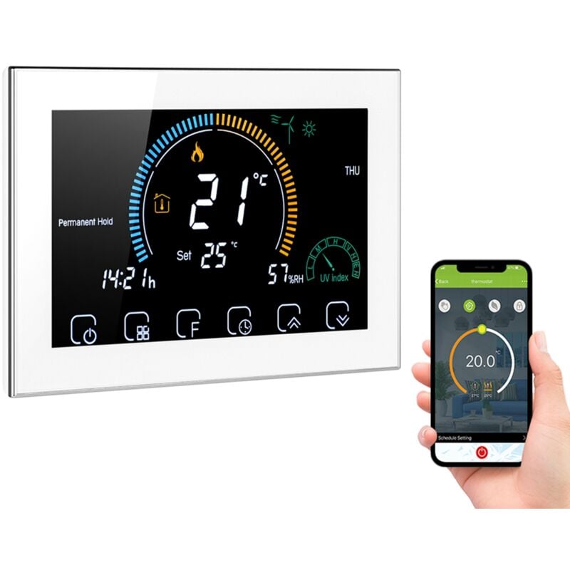 Sjlerst - Thermostat programmable intelligent Wi-Fi 95-240V, commande app vocale en 6 sessions Rétroéclairage