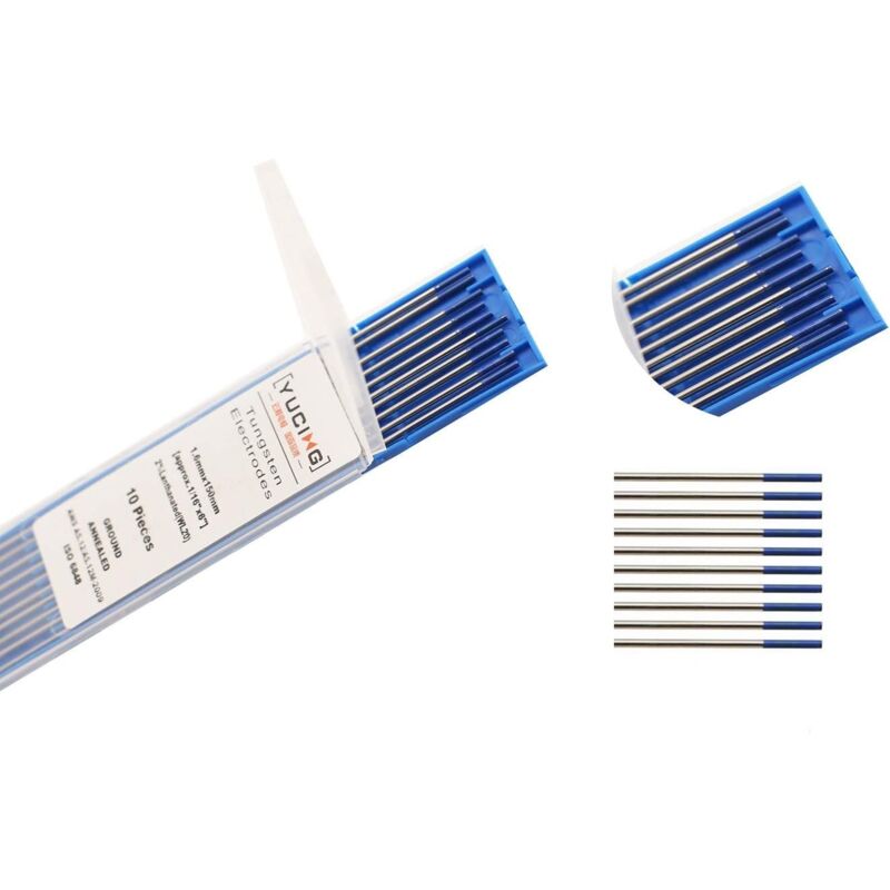 Sjlerst - tig Électrodes en tungstène 2% de Lanthane, WL20 (Bleu), 2,0 mm x 150 mm de 10 pièces par paquet