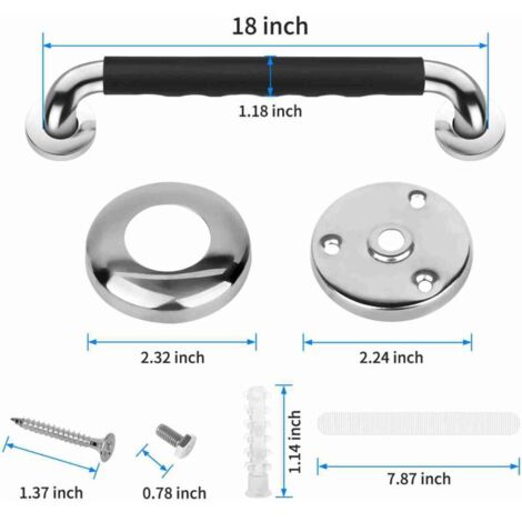 SJLERST Toilettenhaltegriff, 45 cm, 2er-Pack, rutschfester Haltegriff für Bad und Dusche, Edelstahl-Handlauf, Duschgriffstütze für Senioren/Menschen mit Behinderung/Kinder/Schwangere