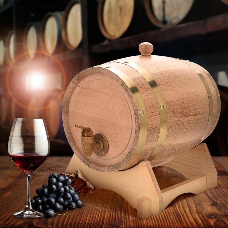 SNQ - Tonneau de Vin en Bois de Chêne Vintage pour Bière, Whisky, Rhum, Port pour Le Stockage du Vin Fin, du Brandy, du Whisky, de la Tequila (5L)