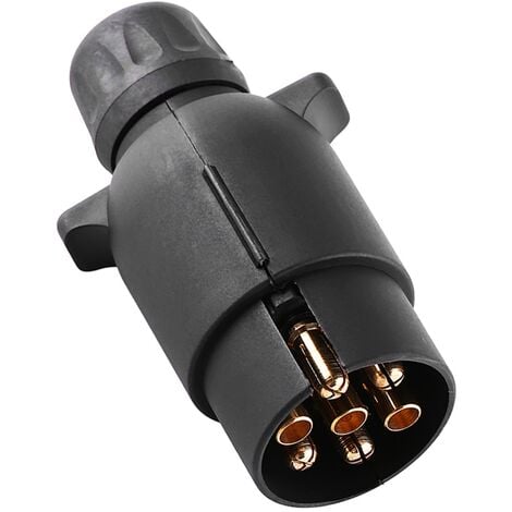 SJLERST Trailer Plug Adaptateur de remorque, 12V 7 Broches Prise électrique de remorque Adaptateur de connecteur de câblage en Plastique de Type N à 7 pôles Noir