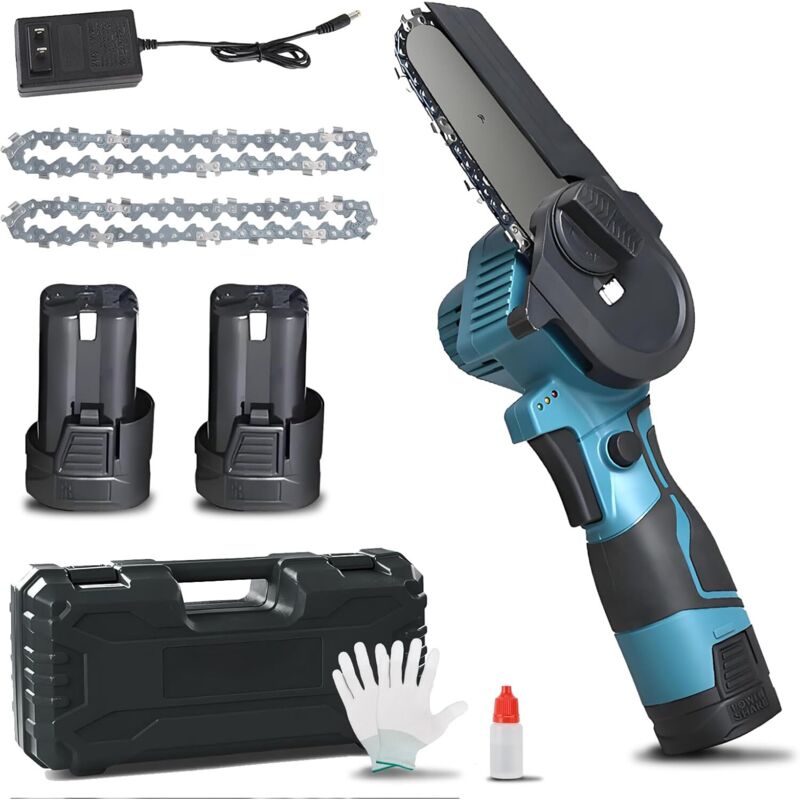 SJLERST Tronconneuse a Batterie 2000mAh, Mini Tronconneuse a Batterie 4