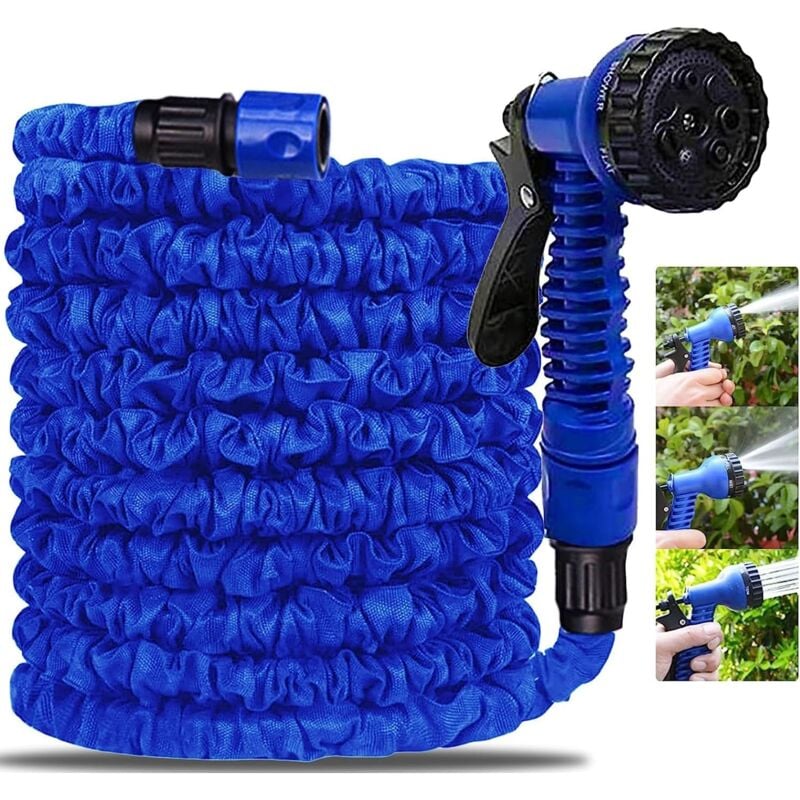 Tuyau d'arrosage extensible et rétractable, tuyau d'arrosage flexible avec lance à 7 fonctions pour le jardinage, le lavage, l'arrosage de la