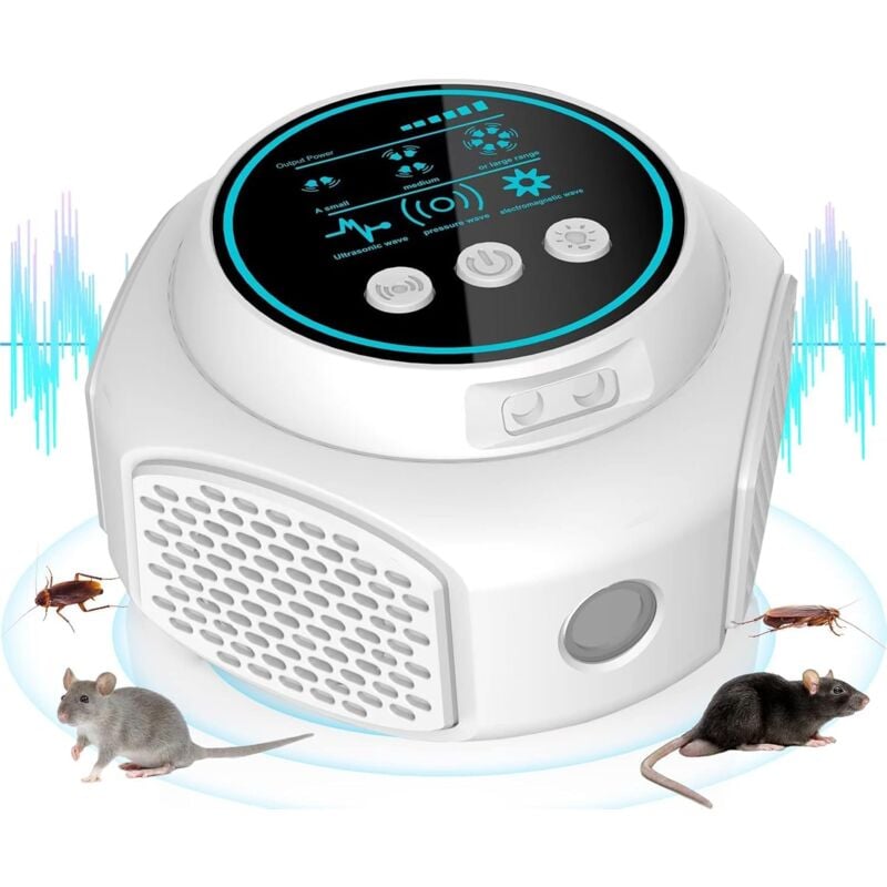 Sjlerst - Ultrason Souris et Rats Puissant, 360° Répulsif rongeurs à Ultrasons 3 Modes Anti Souris Répulsif Souris, 300 M² Large Portée Ultrasons