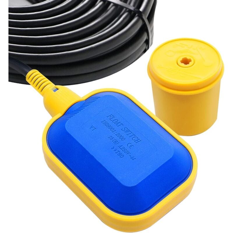 Interrupteur à Flotteur, Interrupteur de Réglage Automatique avec Câble de 5 mètres, Régulateur de Niveau d'eau pour Pompes, Réservoirs de Tour d'eau