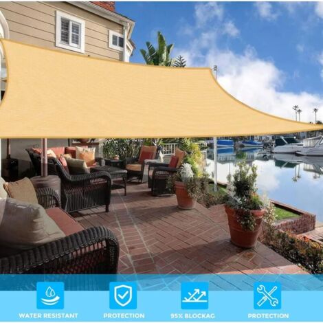 SJLERST Vela ombreggiante rettangolare impermeabile in PES 3x3 m, colore bianco sporco, con protezione UV al 95% per patio e giardino esterni.